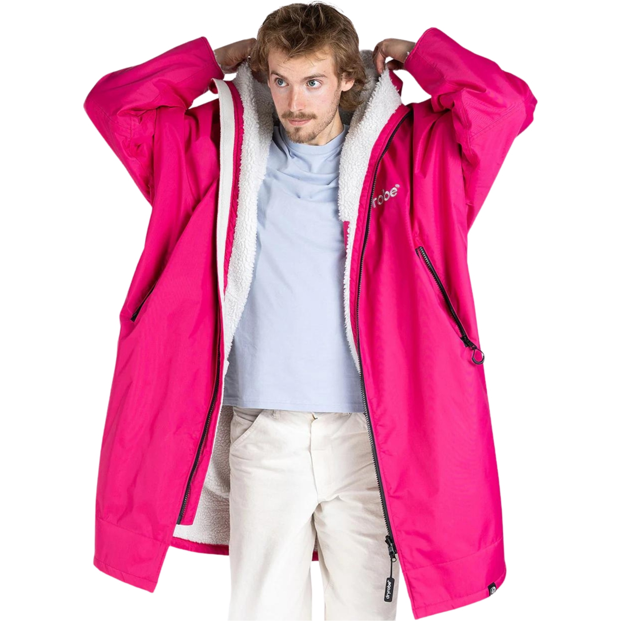 2026 Dryrobe Advance Long Sleeve Changing Robe DALSV3 - Pink / Light Grey